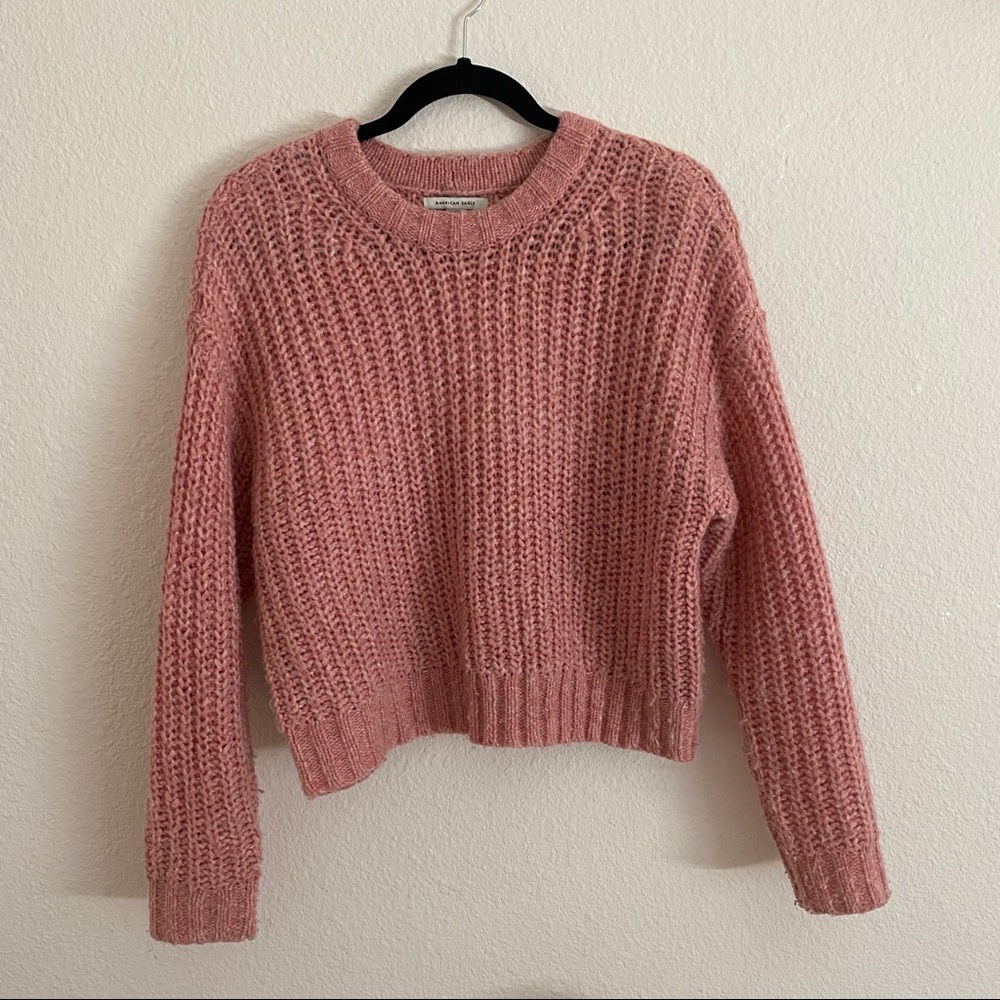 pink knit sweater